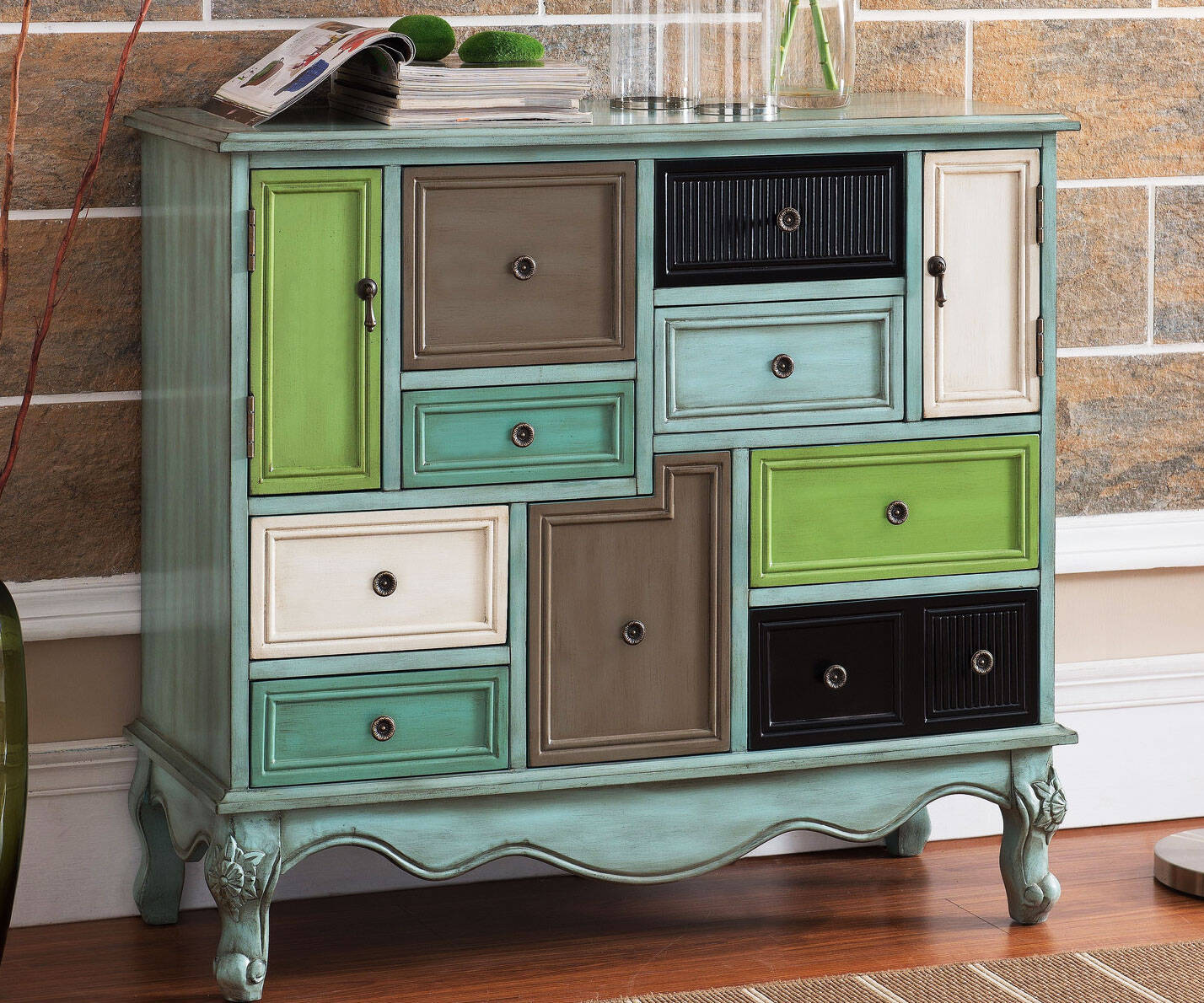 Multicolor Nine Drawer Cabinet