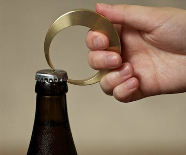 Crescent Brass Bottle Opener
