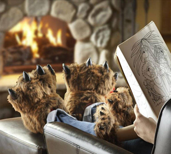 Furry Grizzly Bear Slippers - coolthings.us