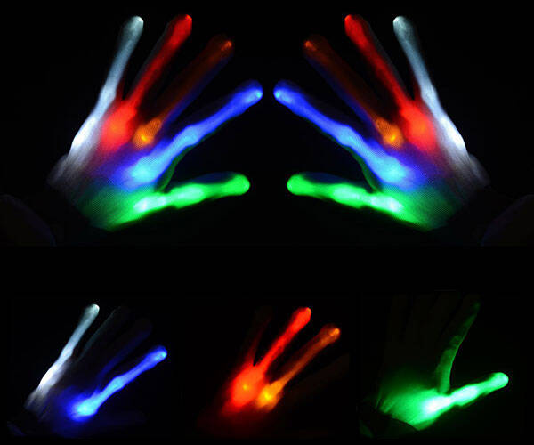 Glow LED Flashing Light Finger Bone Gloves - coolthings.us