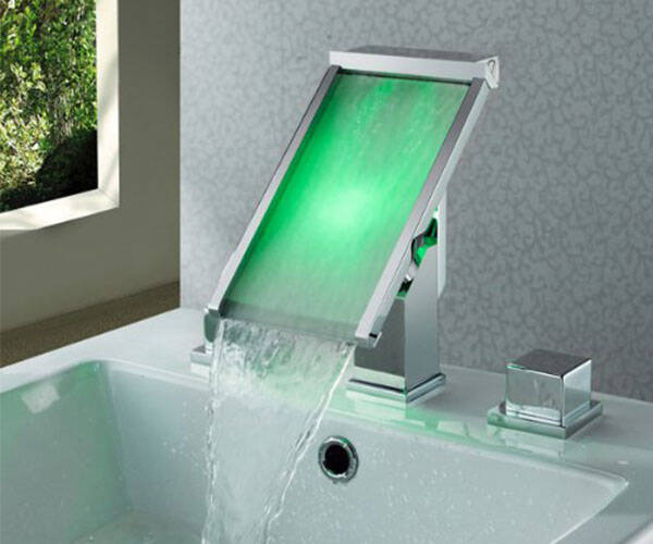 LED Waterfall Bathroom Sink Faucet