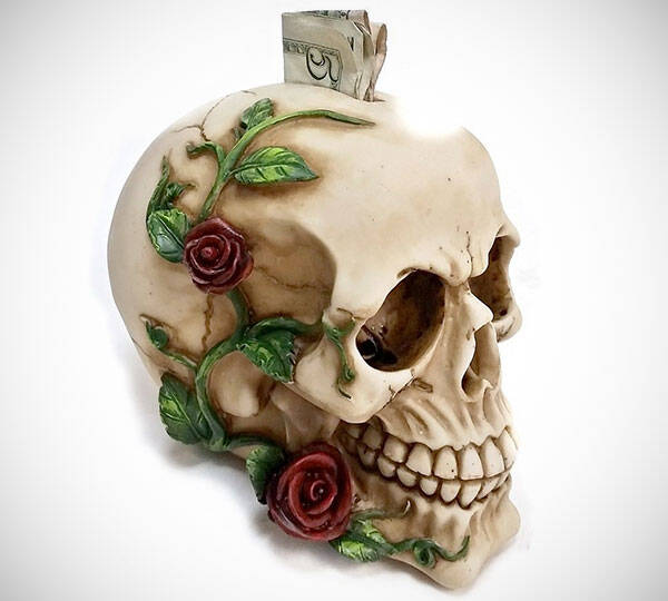 Laughing White Skull Money Box