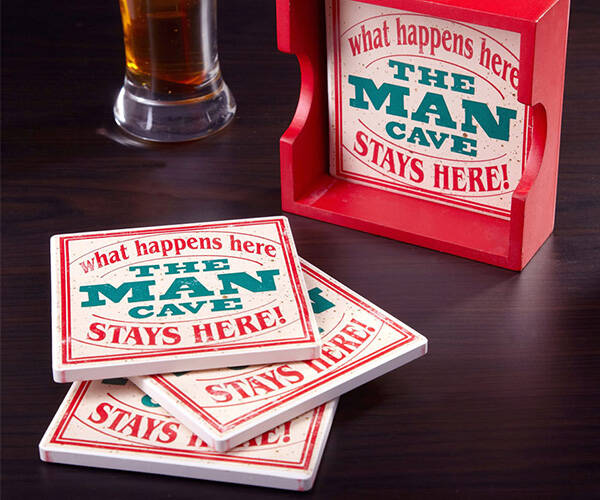 Man Cave Coasters with Holder - //coolthings.us