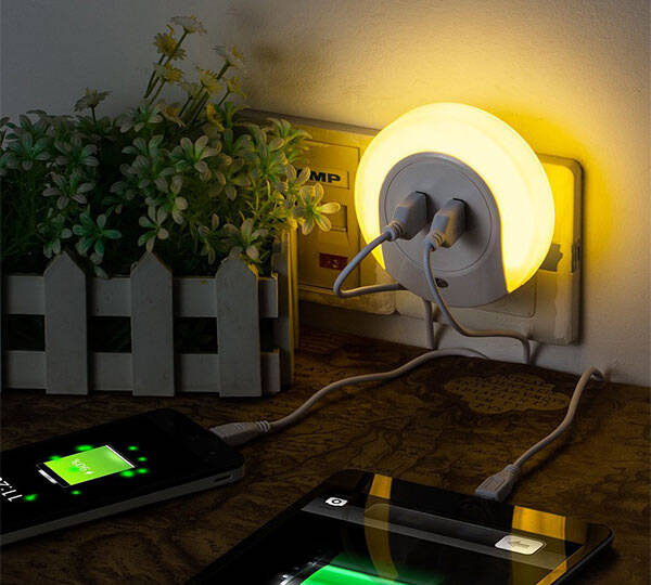 Night Light with Dual USB Wall Charger - coolthings.us