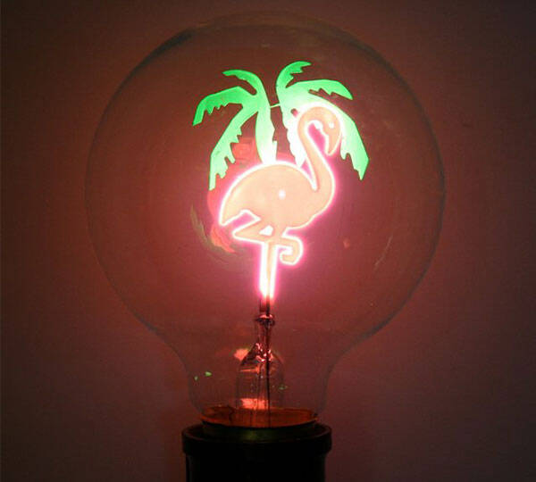 Pink Flamingo Retro Light Bulb