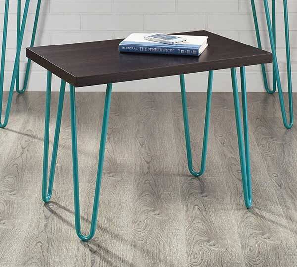 Retro Stool with Teal Metal Legs