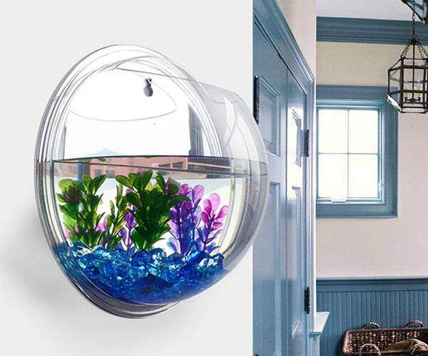 Wall Mount Fish Bubble Aquarium Tank Bowl