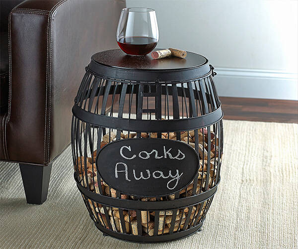 Wine Barrel Cork Catcher Side Table - coolthings.us