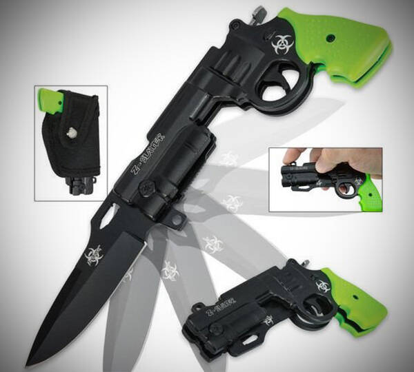 Zombie Killer Pistol Revolver Pocket Knife - coolthings.us