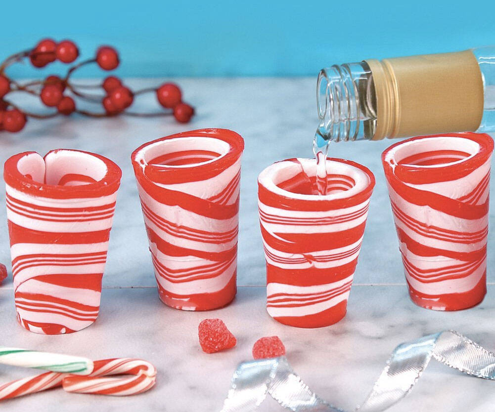 Candy Cane Edible Shot Glasses