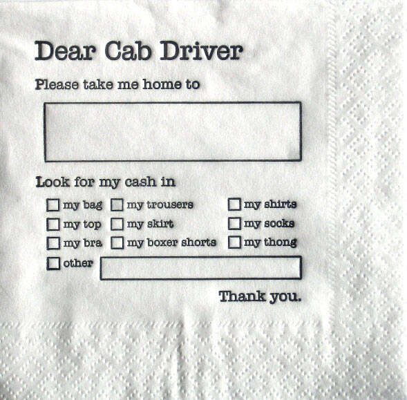 Dear Cab Driver Napkins - coolthings.us