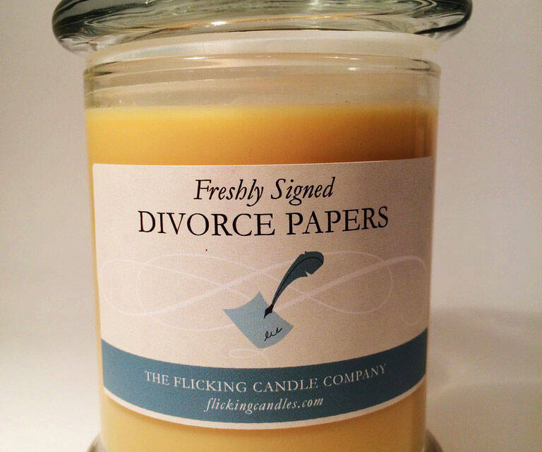 Freshly Signed Divorce Papers Candle