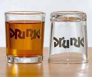 Drunk Ambigram Shot Glasses - coolthings.us