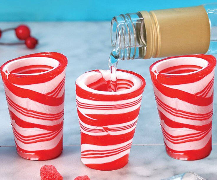 Edible Candy Cane Shot Glasses