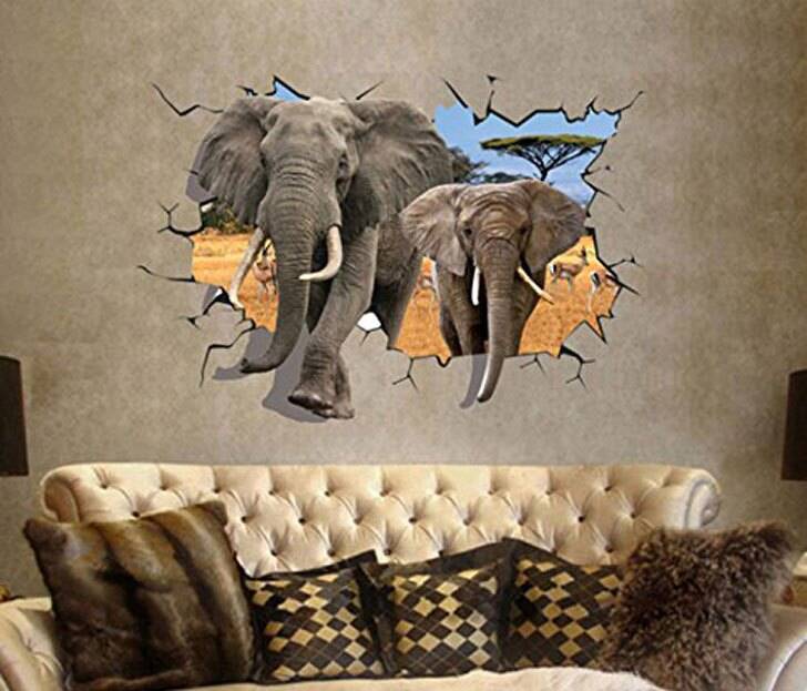 Elephant Breaking Through Wall Decals