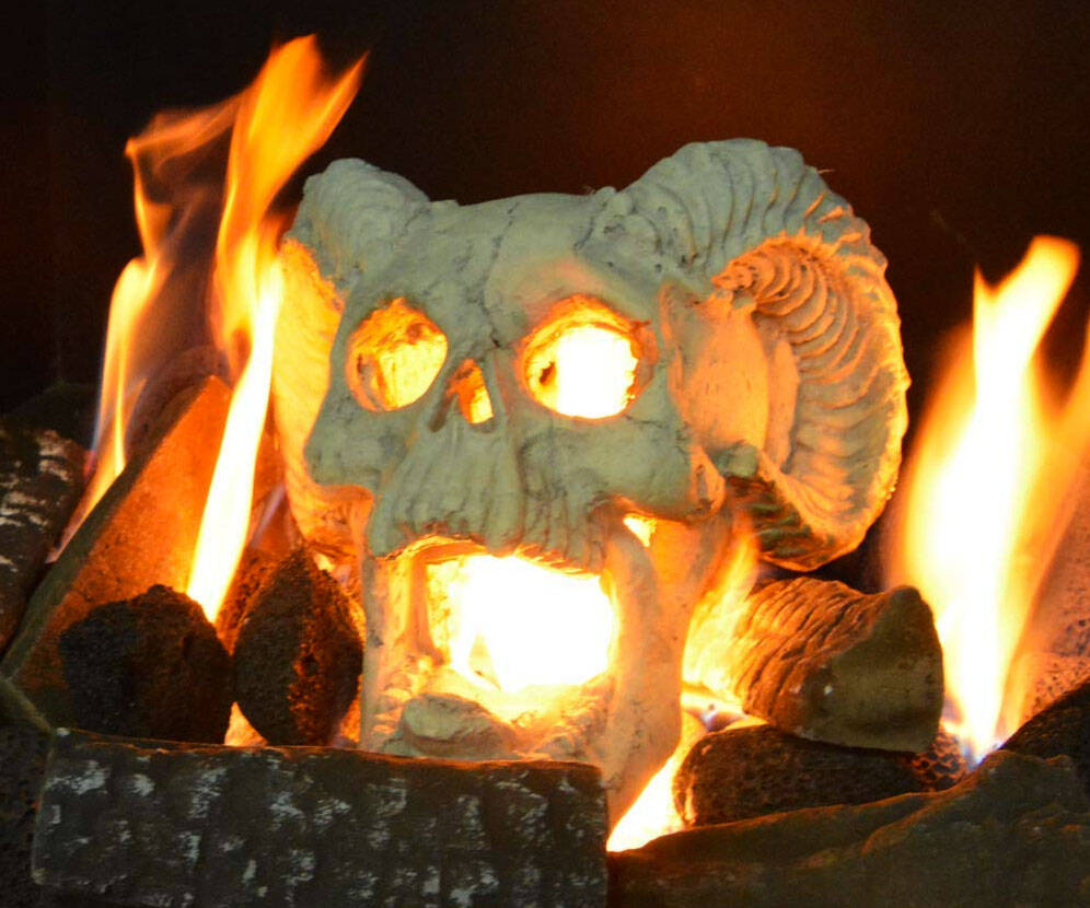 Fireproof Fireplace Skull Gas Log - coolthings.us