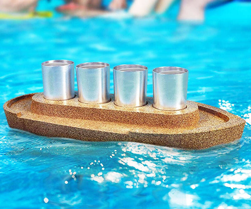 Cork Boat Shot Glass Serving Tray - //coolthings.us