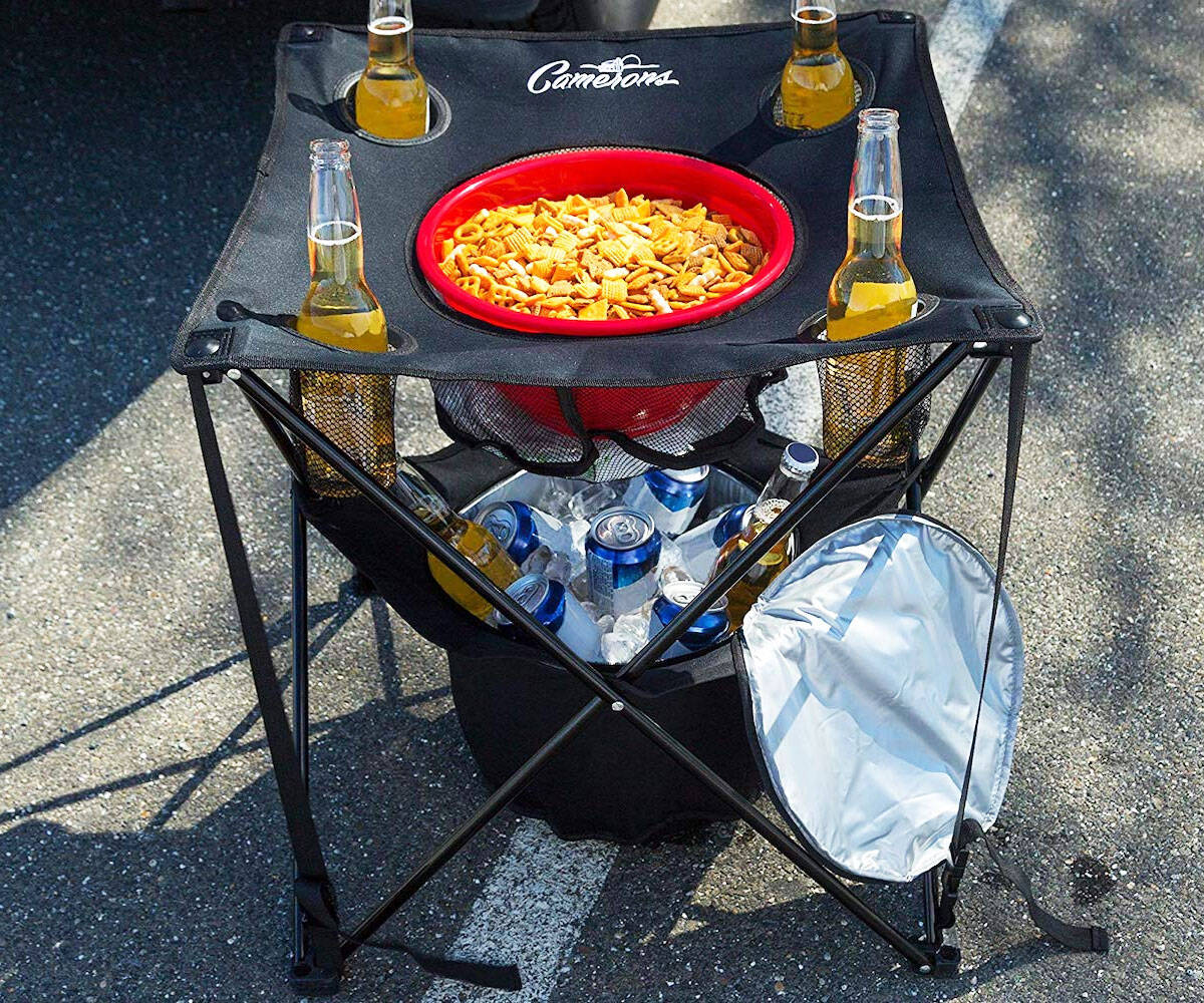 Collapsible Folding Camping Table with Insulated Cooler - //coolthings.us