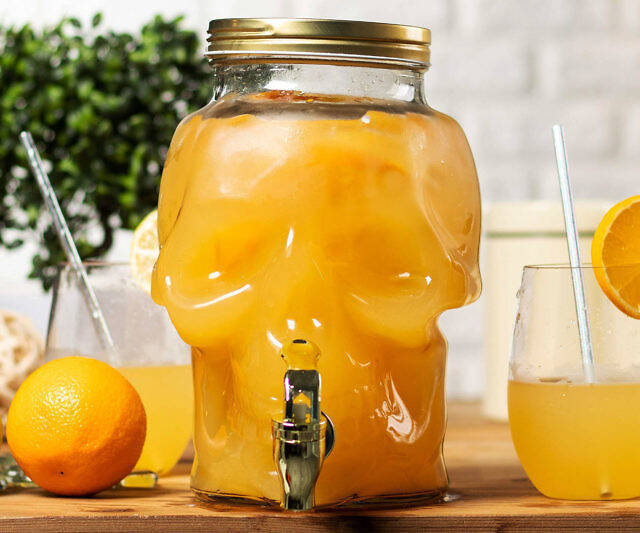 Glass Skull Beverage Dispenser