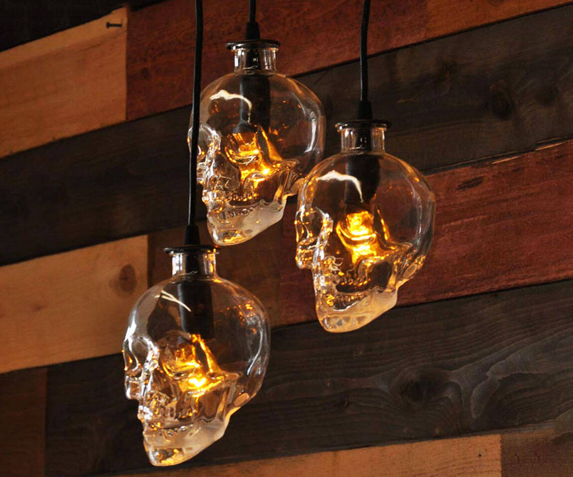 Hanging Glass Skull Ceiling Light - //coolthings.us
