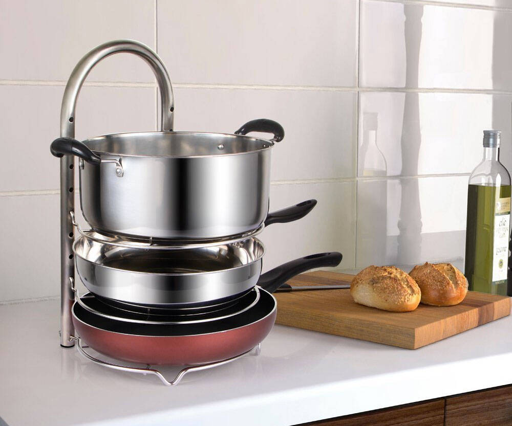 Height Adjustable Pot & Pan Organizer Rack