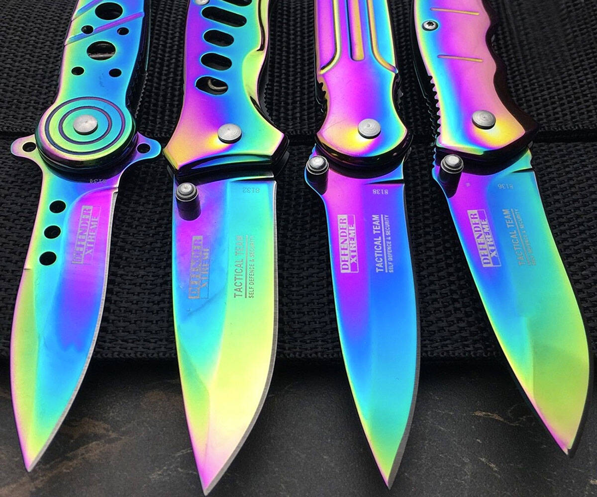 Iridescent Pocket Knife Set