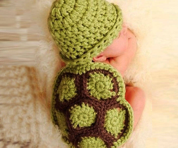 Knitted Crochet Turtle Beanie and Shell - coolthings.us