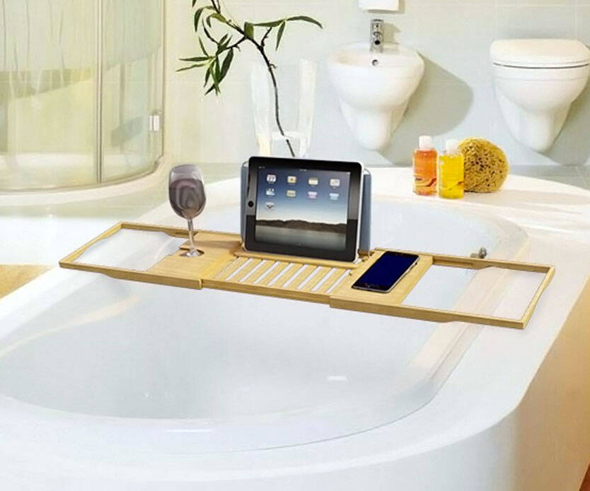 Luxury Bamboo Bathtub Caddy - //coolthings.us