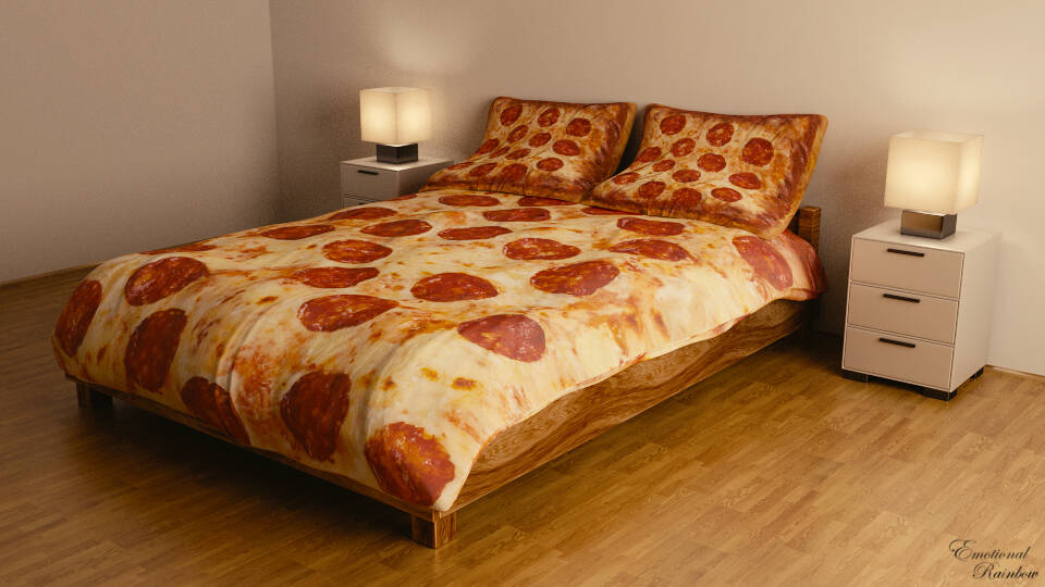 Pepperoni Pizza Bed Cover