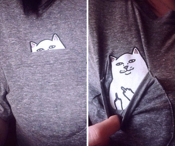 Middle Finger Pocket Cat Shirt - coolthings.us