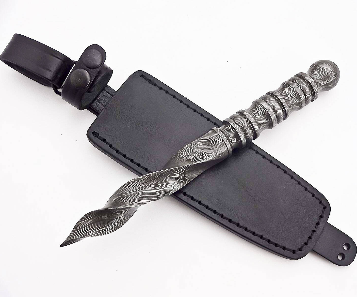 Damascus Double Round Edge Knife - coolthings.us