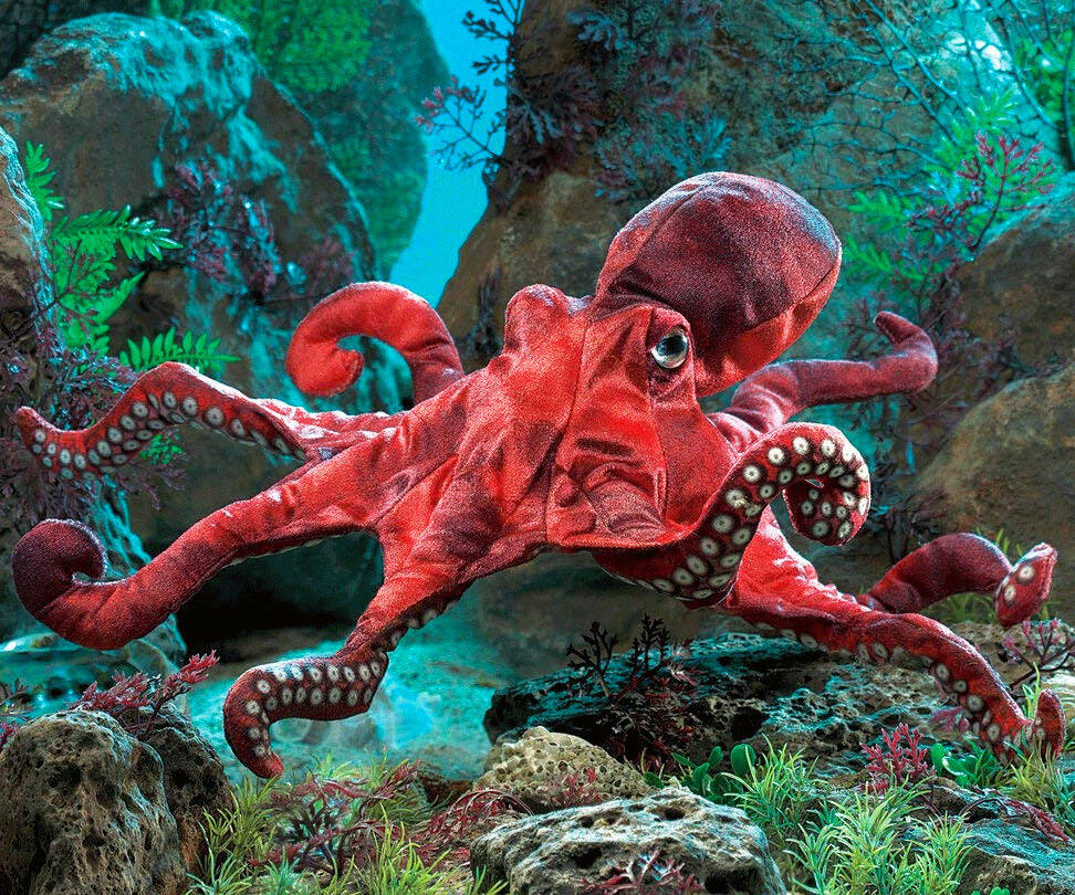 Red Octopus Hand Puppet - //coolthings.us