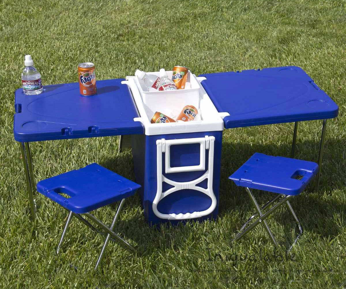 Rolling Cooler with Fold-Out Table & Chairs