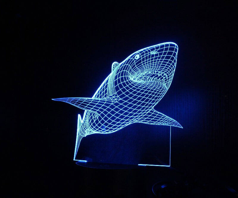 Shark Hologram LED Night Light Lamp