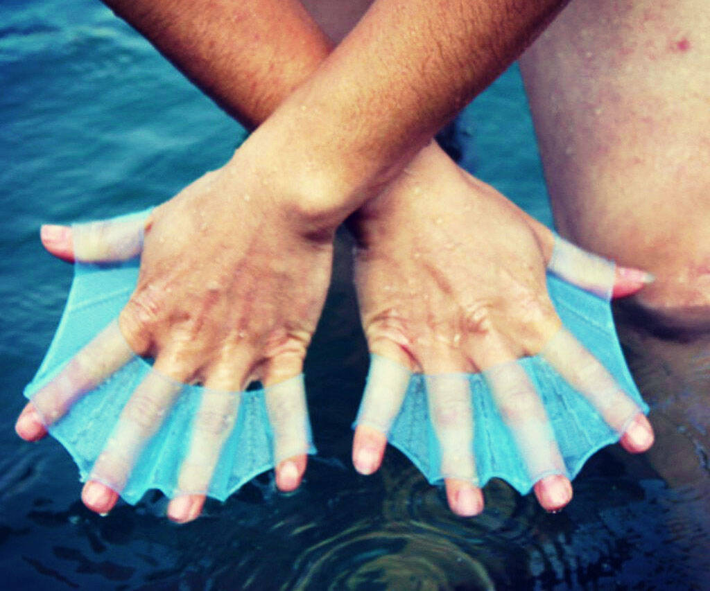 Webbed Fingers Swimming Gloves - coolthings.us