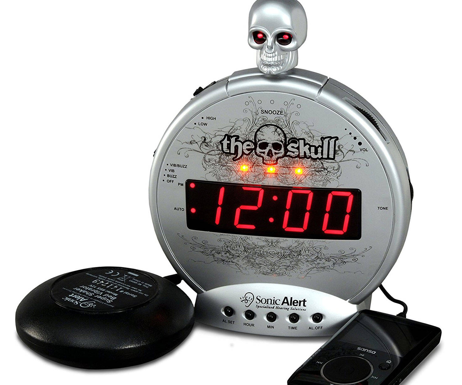 The Skull Ultra Loud Alarm Clock with Bed Shaker