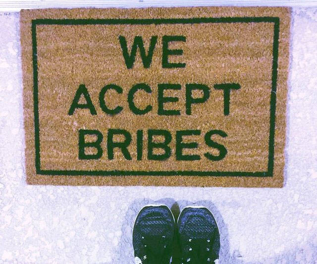We Accept Bribes Doormat