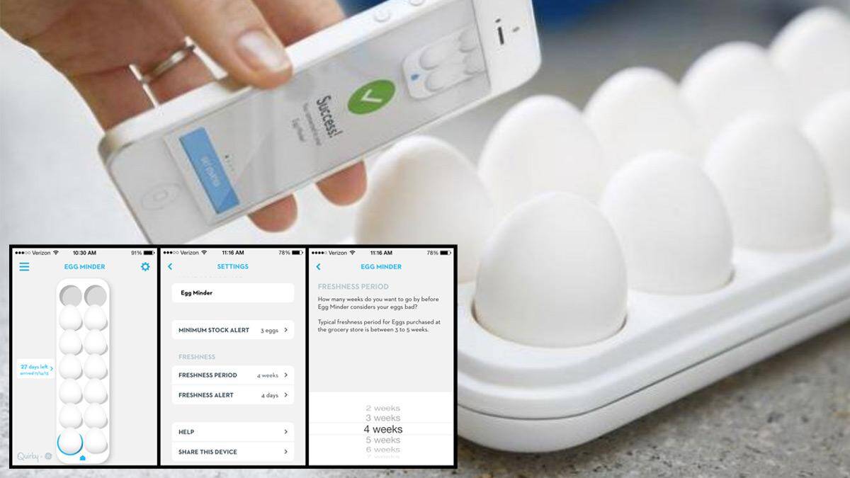 Egg Minder - App-Enabled Egg Tray - http://coolthings.us
