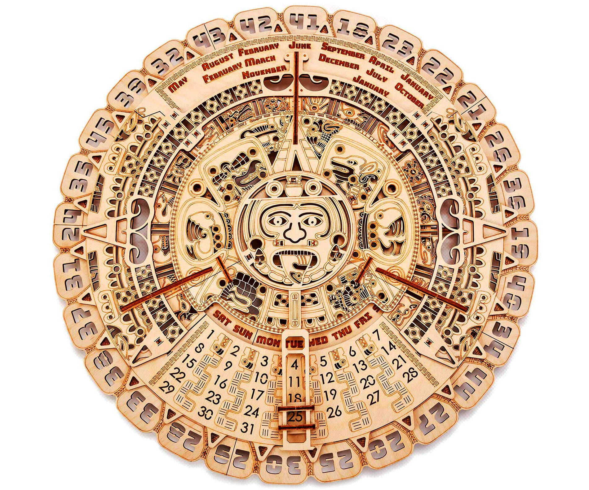 Wooden Mechanical Mayan Wall Calendar - coolthings.us
