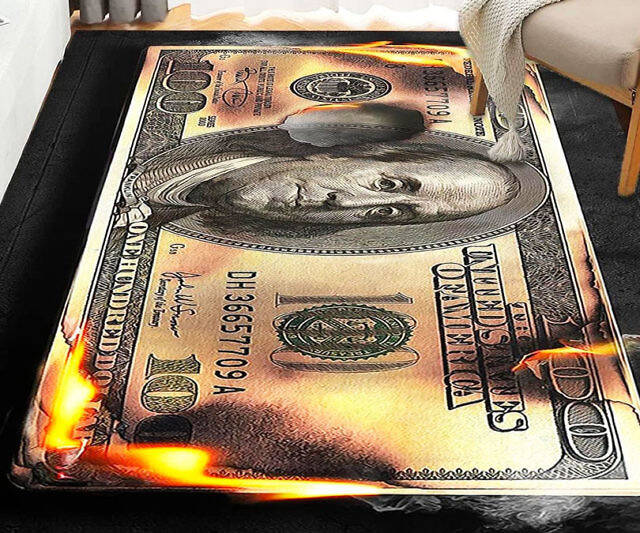 Burning $100 Bill Area Rug - //coolthings.us