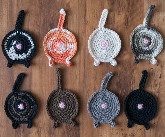 Crochet Cat Butt Coasters - //coolthings.us