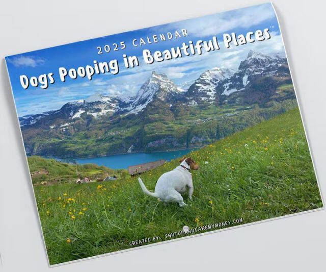 Dogs Pooping In Beautiful Places Calendar - //coolthings.us