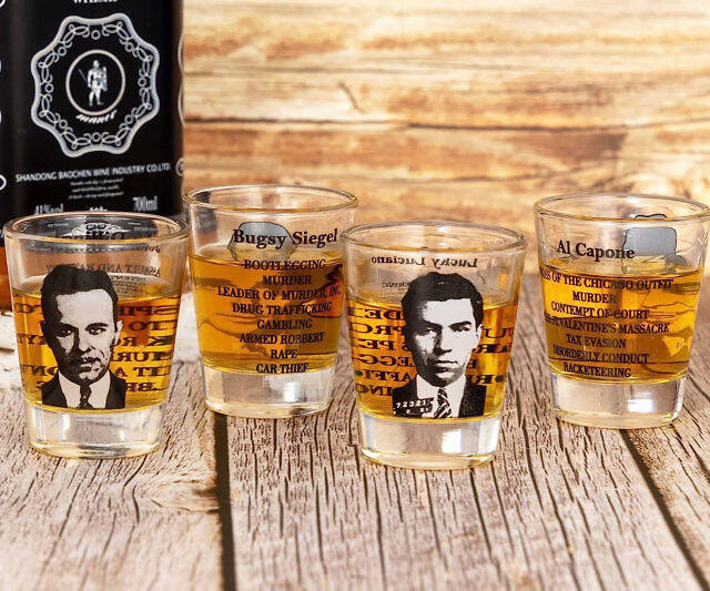 Gangster Mugshot Shot Glass Set