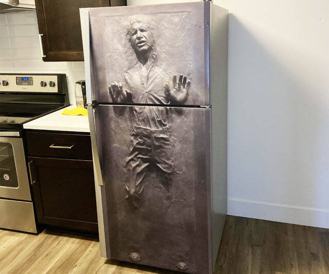 Han Solo In Carbonite Fridge Sticker - //coolthings.us