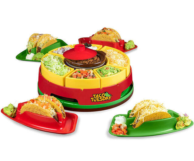 Heated Lazy Susan Taco Topping Bar - //coolthings.us