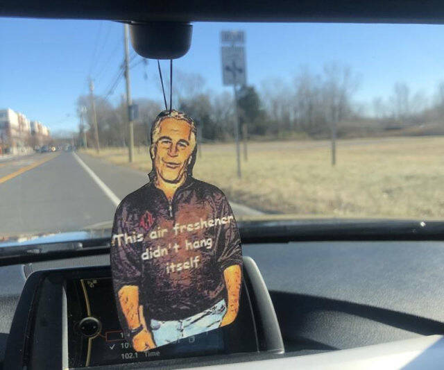 Jeffrey Epstein Hanging Air Freshener - //coolthings.us