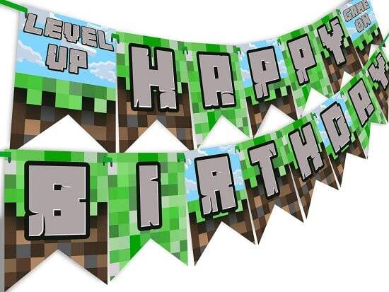 Pixelated Minecraft Birthday Banner - //coolthings.us