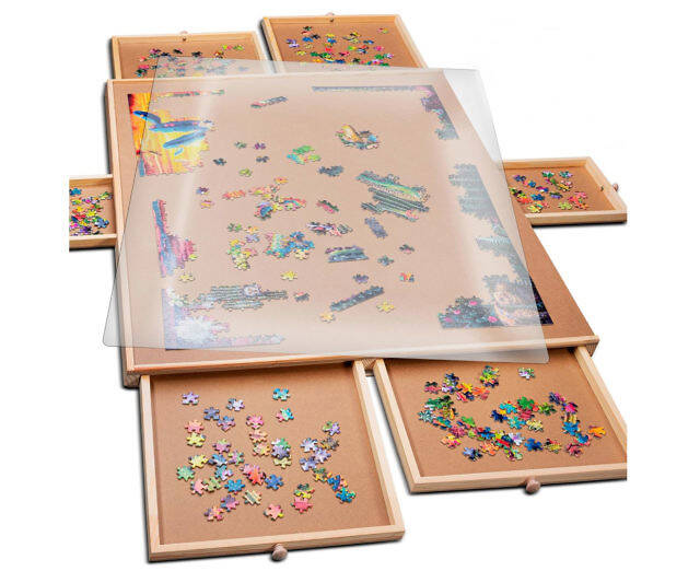 Rotating Wooden Jigsaw Puzzle Table - //coolthings.us
